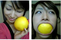 Taiwanese Girl with Big Mouth, Lemon, Humor